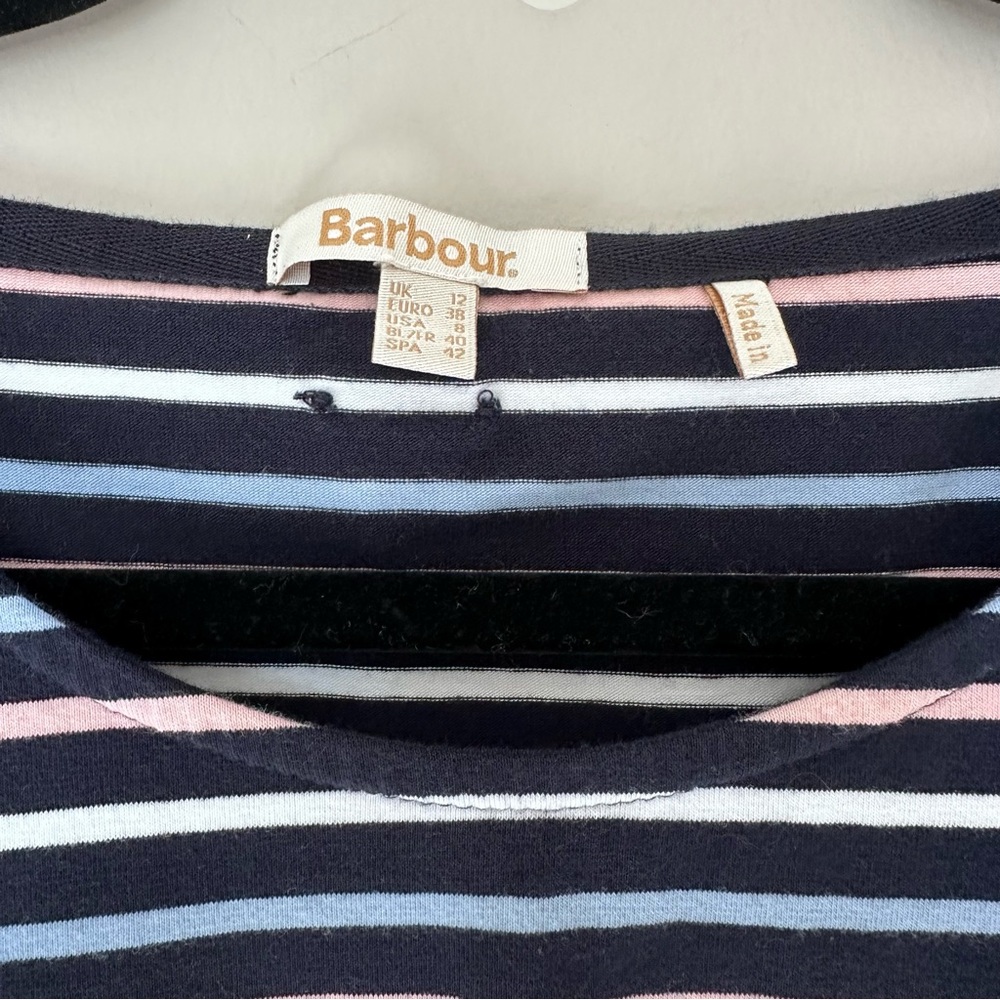 Barbour Navy, White and Pink Striped Mini Dress - Picture 4 of 7